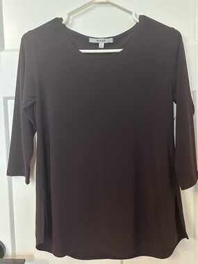 Sympli Go To Classic T Relax 3/4 Sleeve Currant Size 4 NWT Black